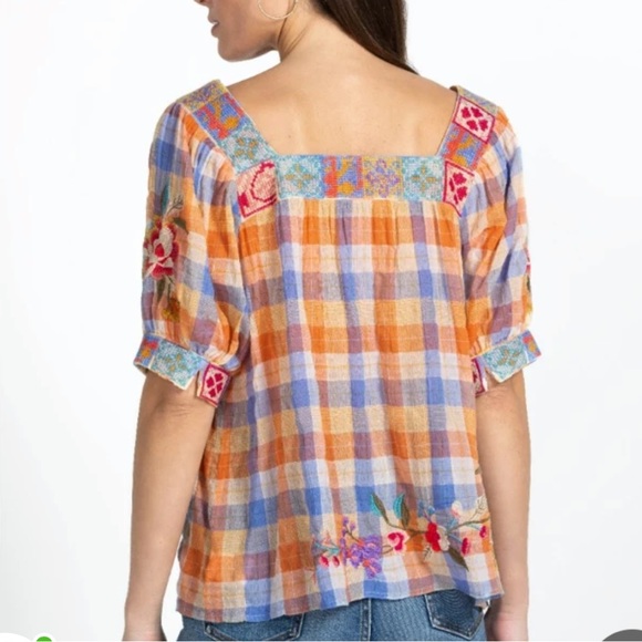 Johnny Was PETUNIA SQUARE NECK PARK BLOUSE. Size: XS - Picture 2 of 11